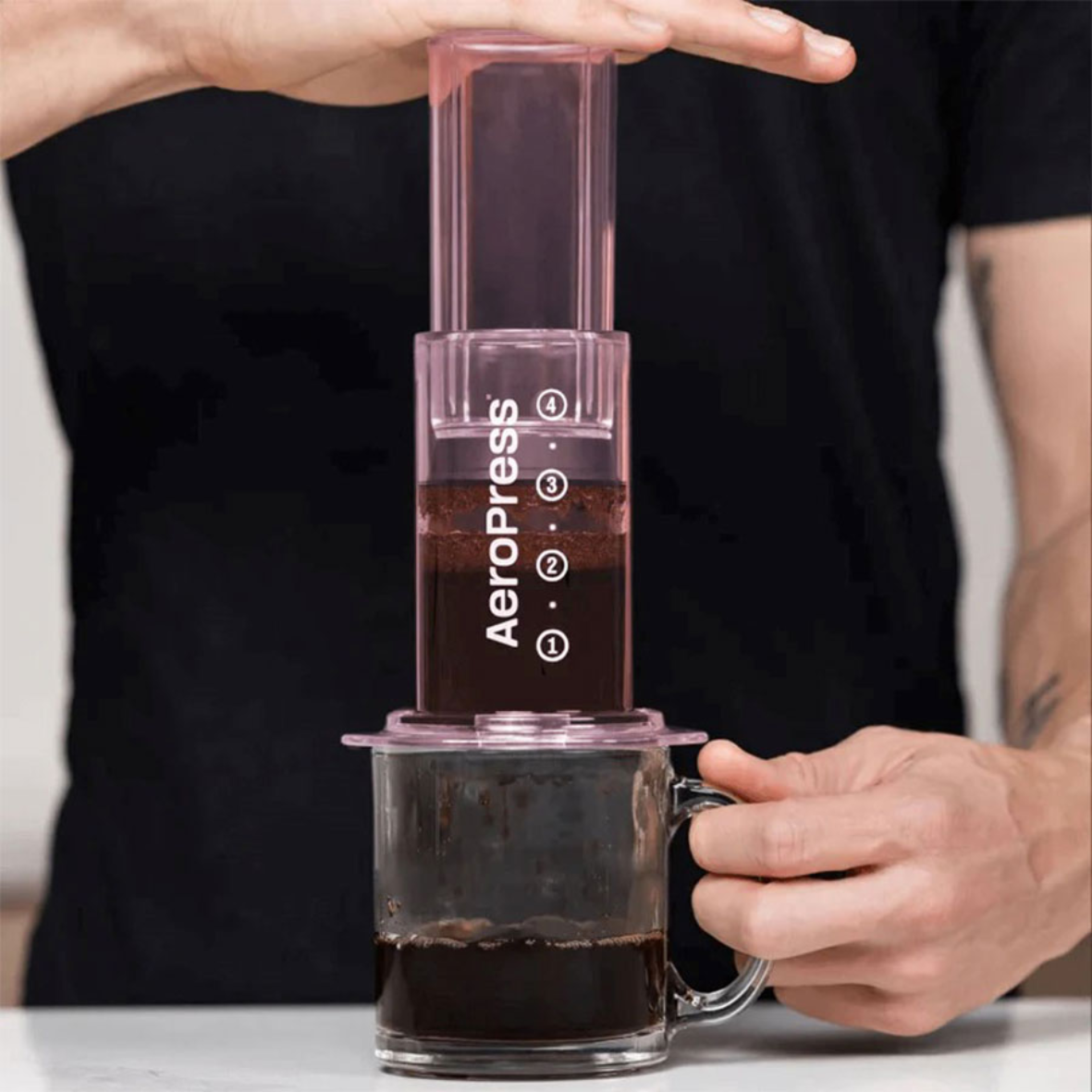 AeroPress Coffee Maker - Clear Pink -