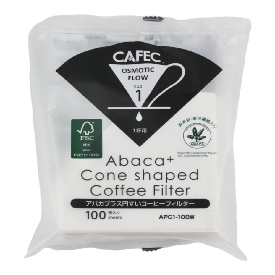 Cafec Abaca+ Cone-shaped Paper Filter Cups 1 (100 pieces)