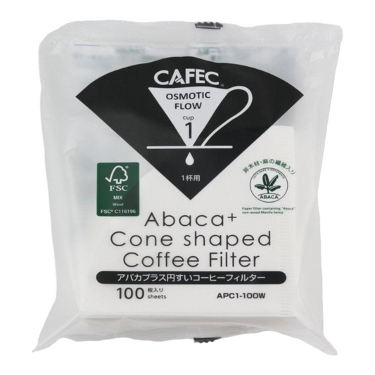 Cafec Abaca+ Cone-shaped Paper Filter Cups 1 (100 pieces)
