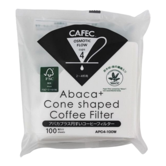 Cafec Abaca+ Cone-shaped Paper Filter Cups 4 (100 pieces)